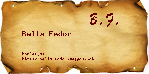 Balla Fedor névjegykártya